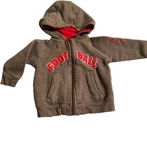 Athletic works zip hoodie lined and fleece football design boys 18 months